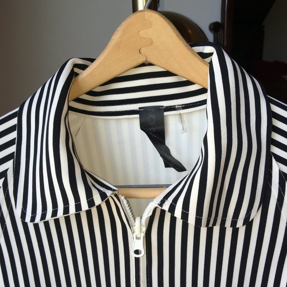 norma kamali black and white striped jacket in neoprene - small - Picture 4 of 5